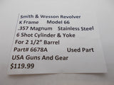 6678A Smith & Wesson K Frame Model 66 Used S.S. 6 Shot Cylinder & Yoke