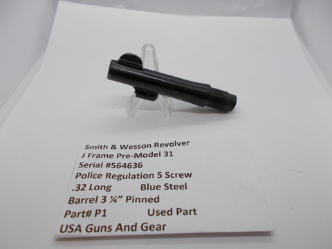 P1 Smith & Wesson J Frame Pre Model 31 Revolver 3 1/4" Barrel Police Regulation