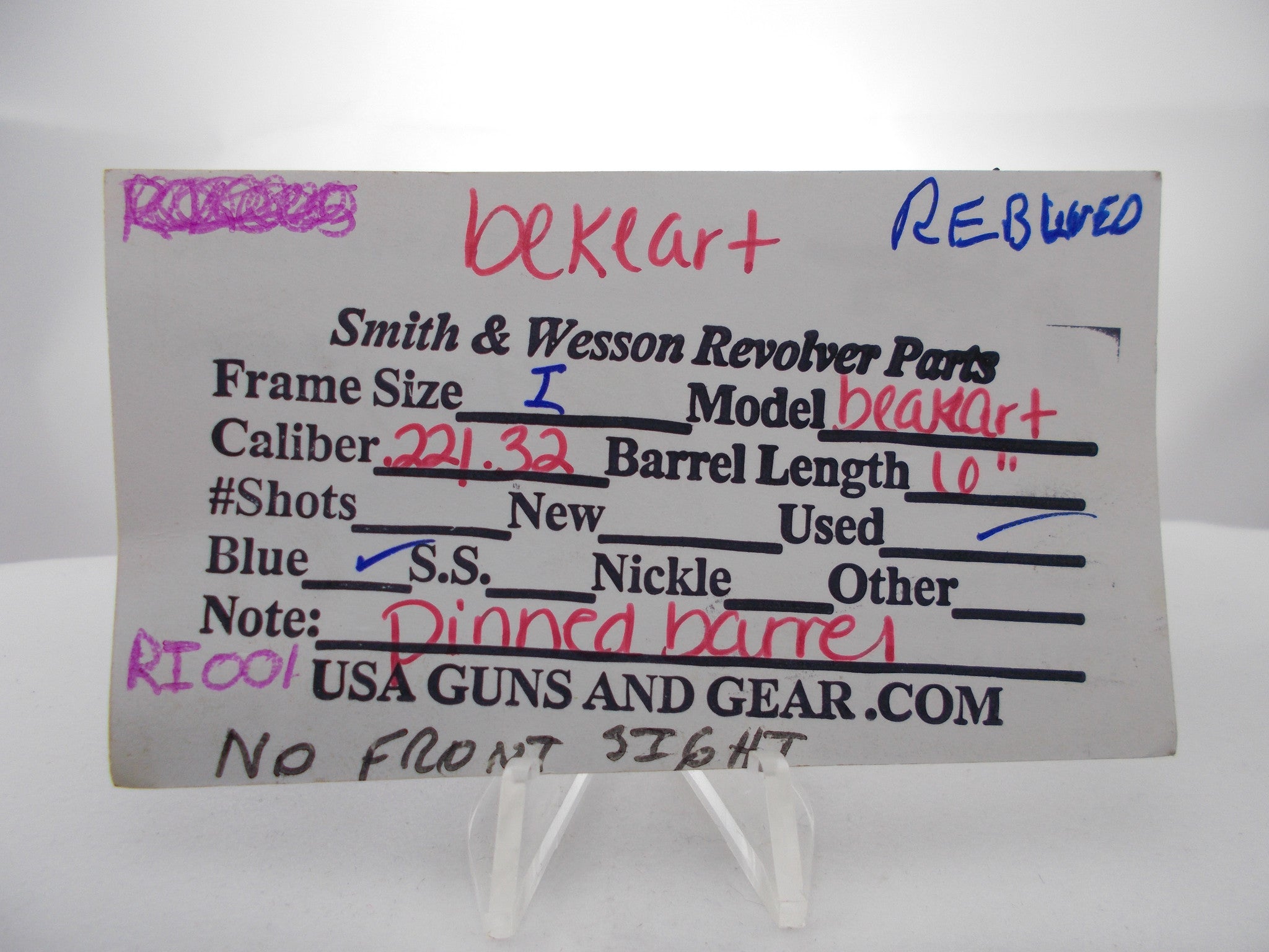 RI001 Smith & Wesson Used I Frame ReBlued 6" Pinned .22/.32 Cal Beakart Barrel