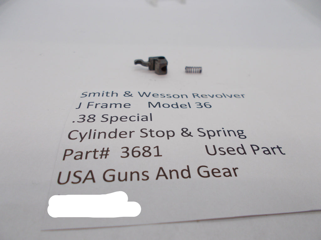 3681 Smith & Wesson J Frame Model 36 Cylinder Stop & Spring Used Part