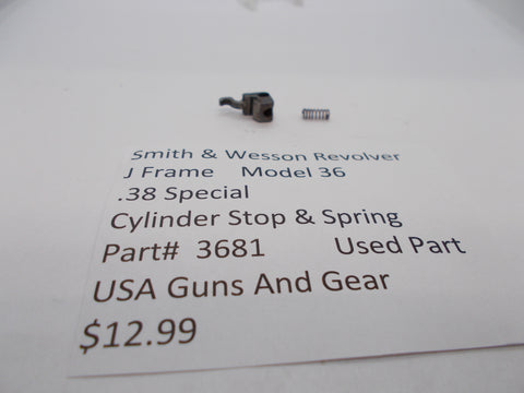3681 Smith & Wesson J Frame Model 36 Cylinder Stop & Spring Used Part