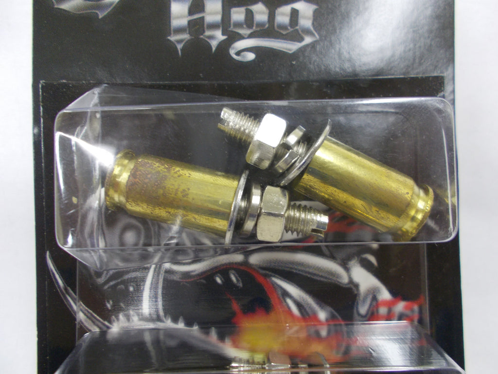 CH14135 Chromed Hog .45 Cal Bullet License Plate Frame Bolts - Brass - Set of 4