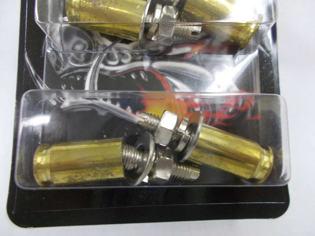 CH14135 Chromed Hog .45 Cal Bullet License Plate Frame Bolts - Brass - Set of 4