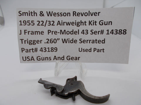 43189 Smith & Wesson J Frame Pre Model 43 Trigger .260" Wide Serrated Used Part