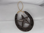HL015 Black & Silver Resin Horseshoe & Star Ornament