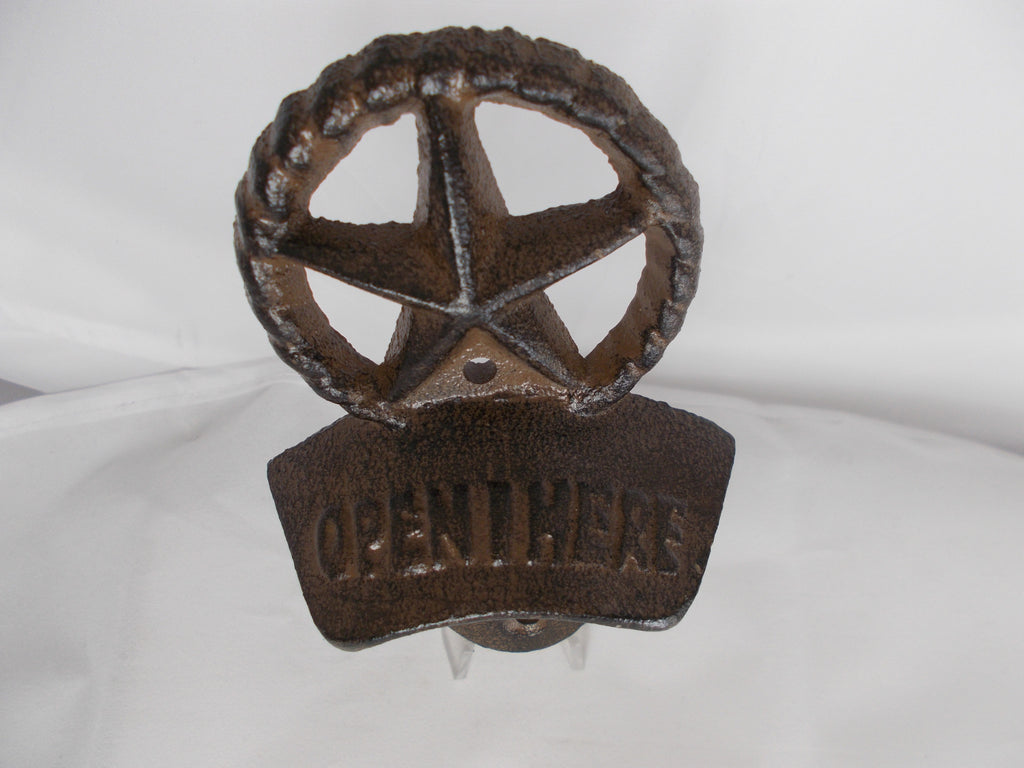 HL016 Brown Western Star Iron Bottle Opener