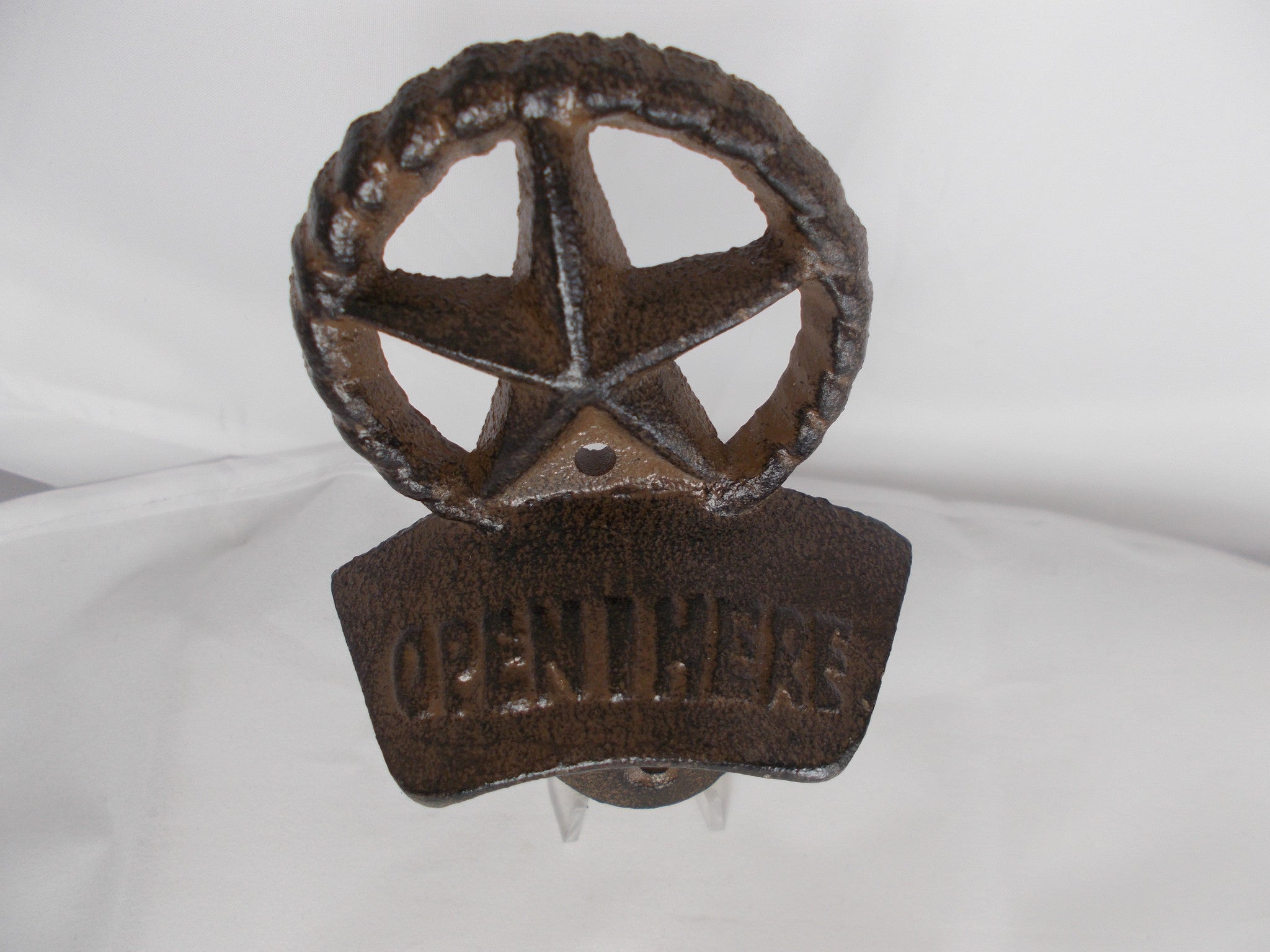 HL016 Brown Western Star Iron Bottle Opener