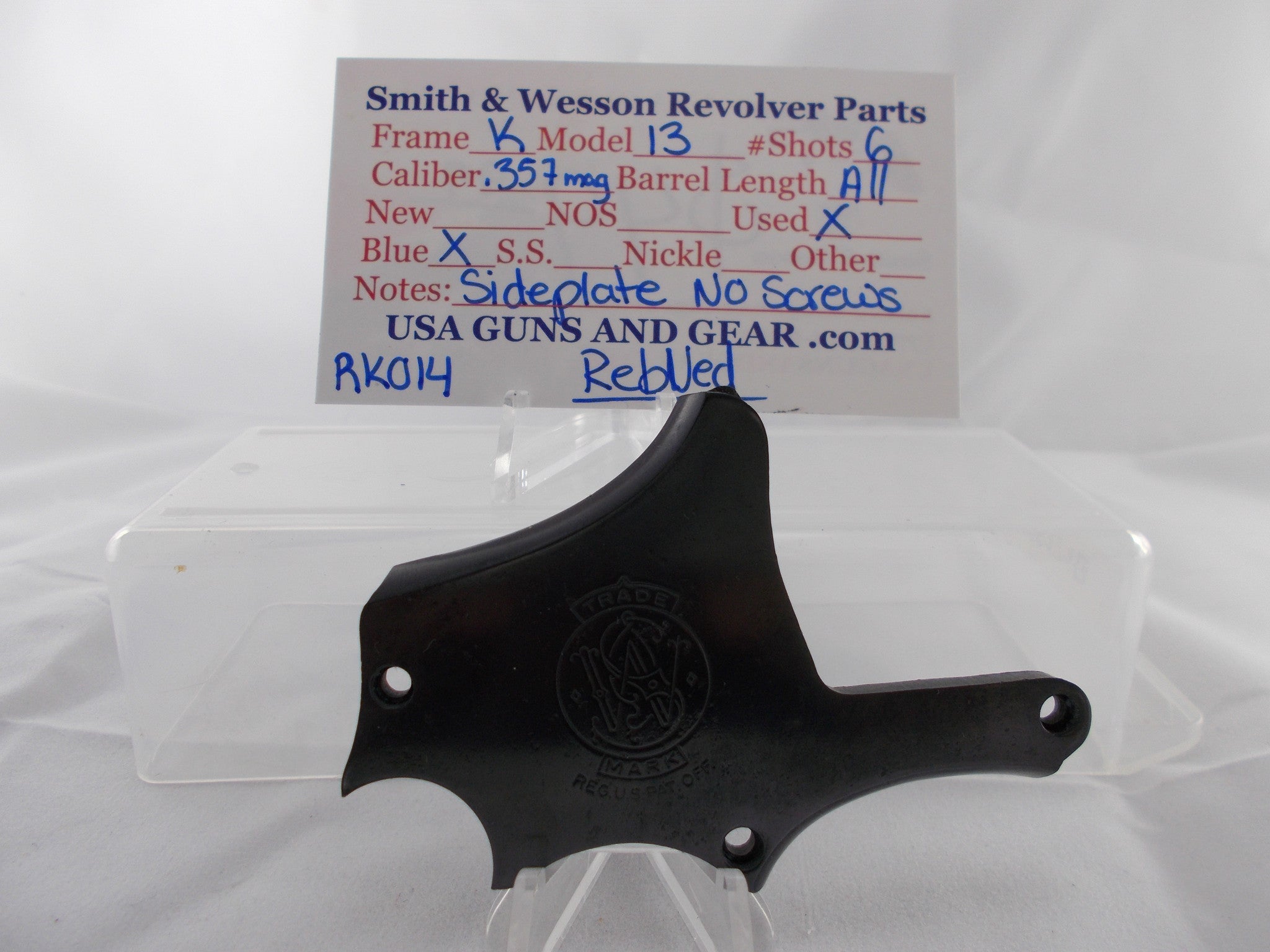 RK014 Smith & Wesson Used K Frame Model 13 .357Mag Blue Side Plate No Screws