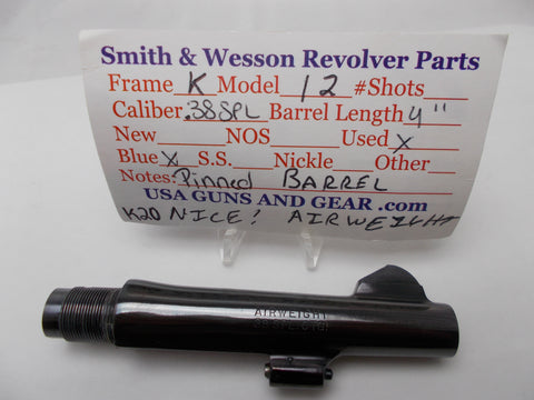 K20 Smith & Wesson K Frame Model 12 4" Barrel Blue Used 38 Special Airweight