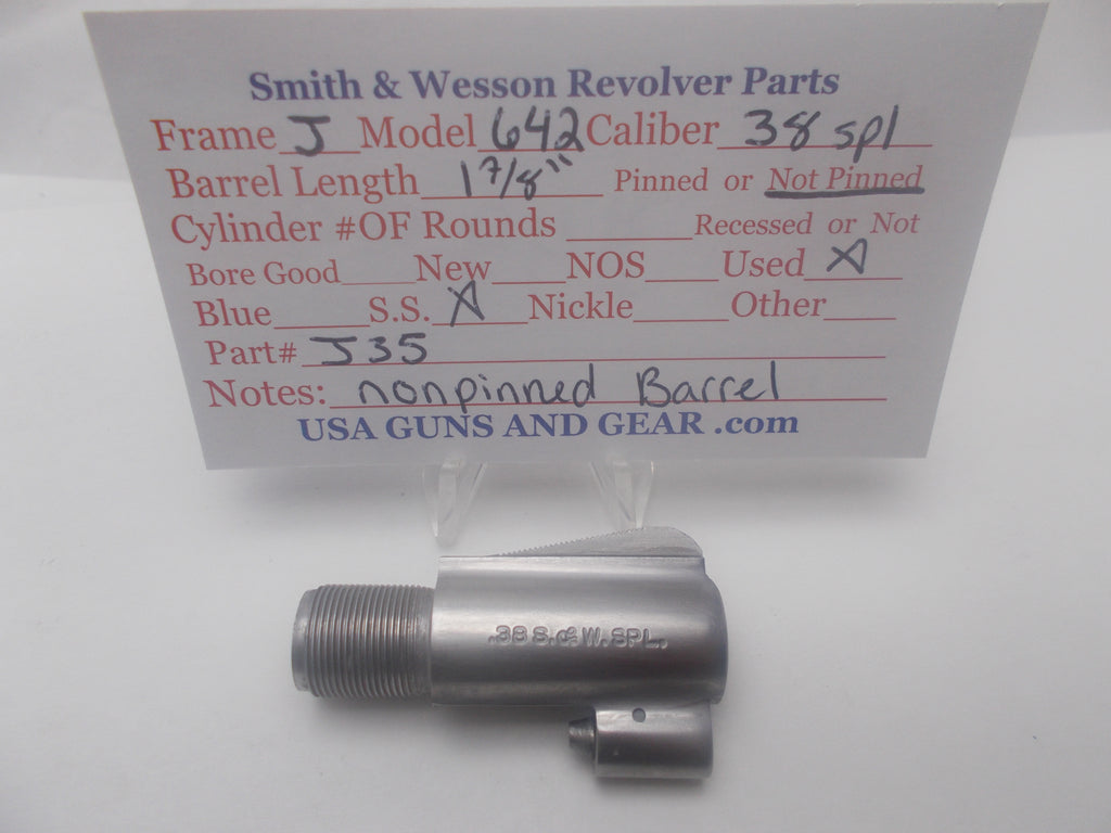 J35 Smith & Wesson J Frame Model 642 1 7/8" Barrel SS Used 38 Special