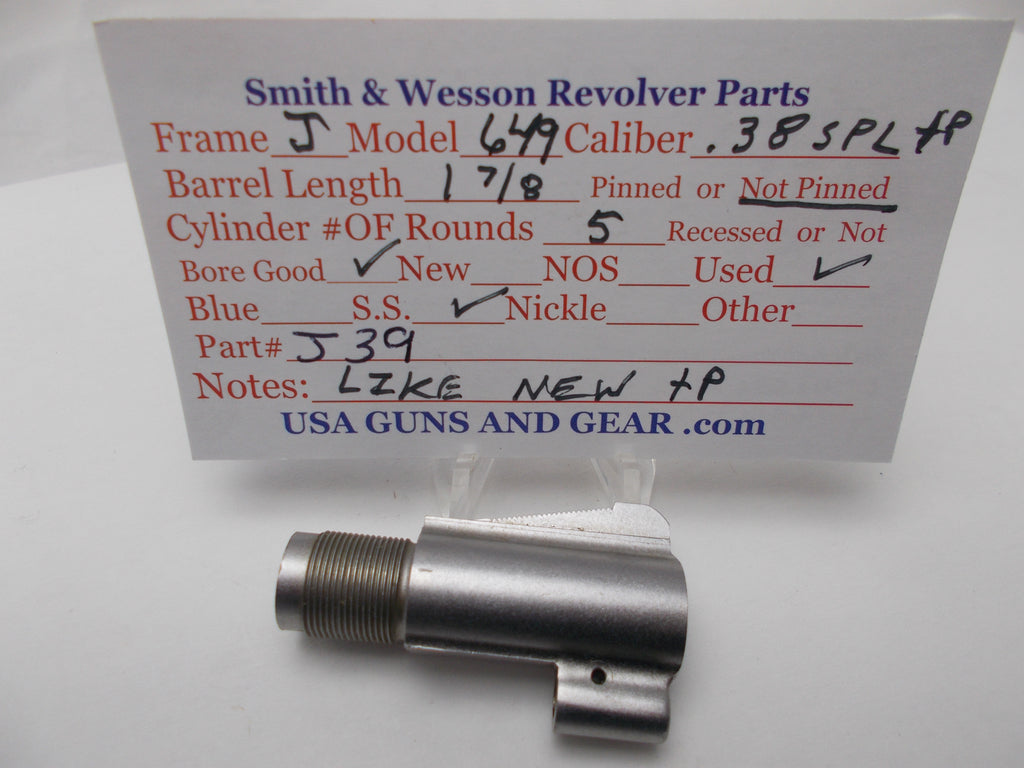 J39 Smith & Wesson J Frame Model 649 1 7/8" Barrel SS Used 38 Special +P