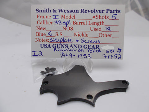 I2 Smith and Wesson I Frame Regulation Police Revolver Side plate Blue Used Blue