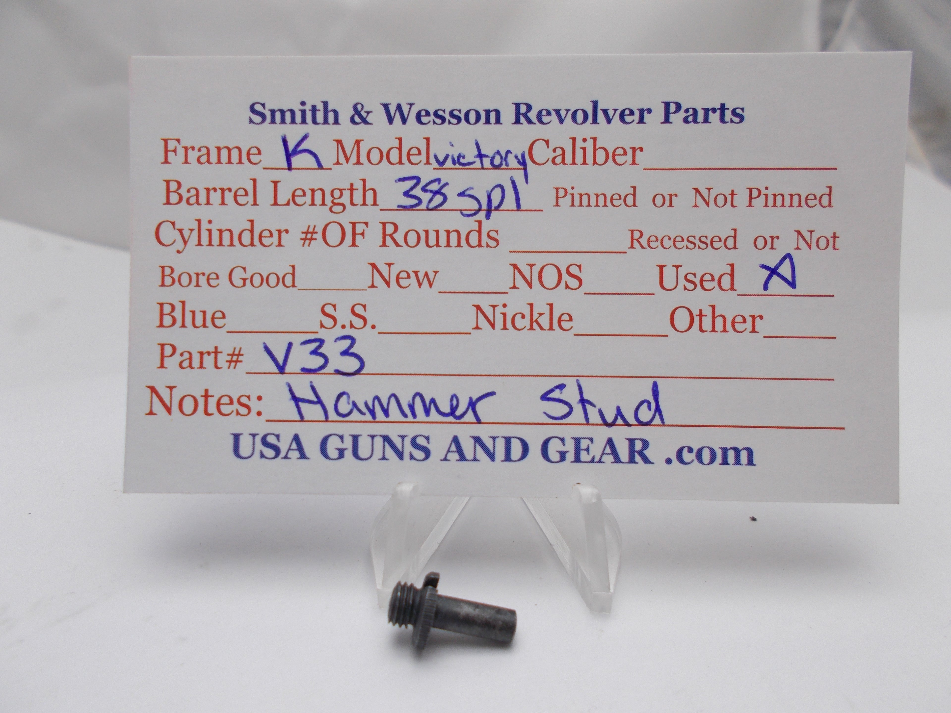 Smith & Wesson K Frame Victory Model Hammer Stud NOS 38 Spl V33