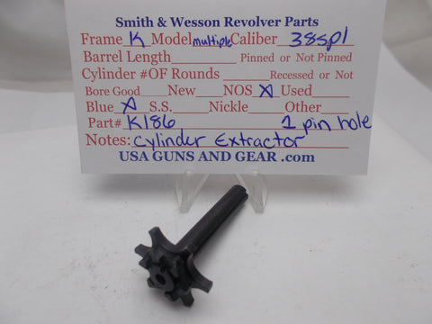 K186 Smith and Wesson K Frame Cylinder Extractor Blue NOS 38 Spl Old Style