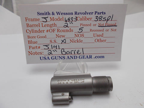 J141 Smith and Wesson J Frame Model 683 -3 2" Barrel SS Used 38Spl