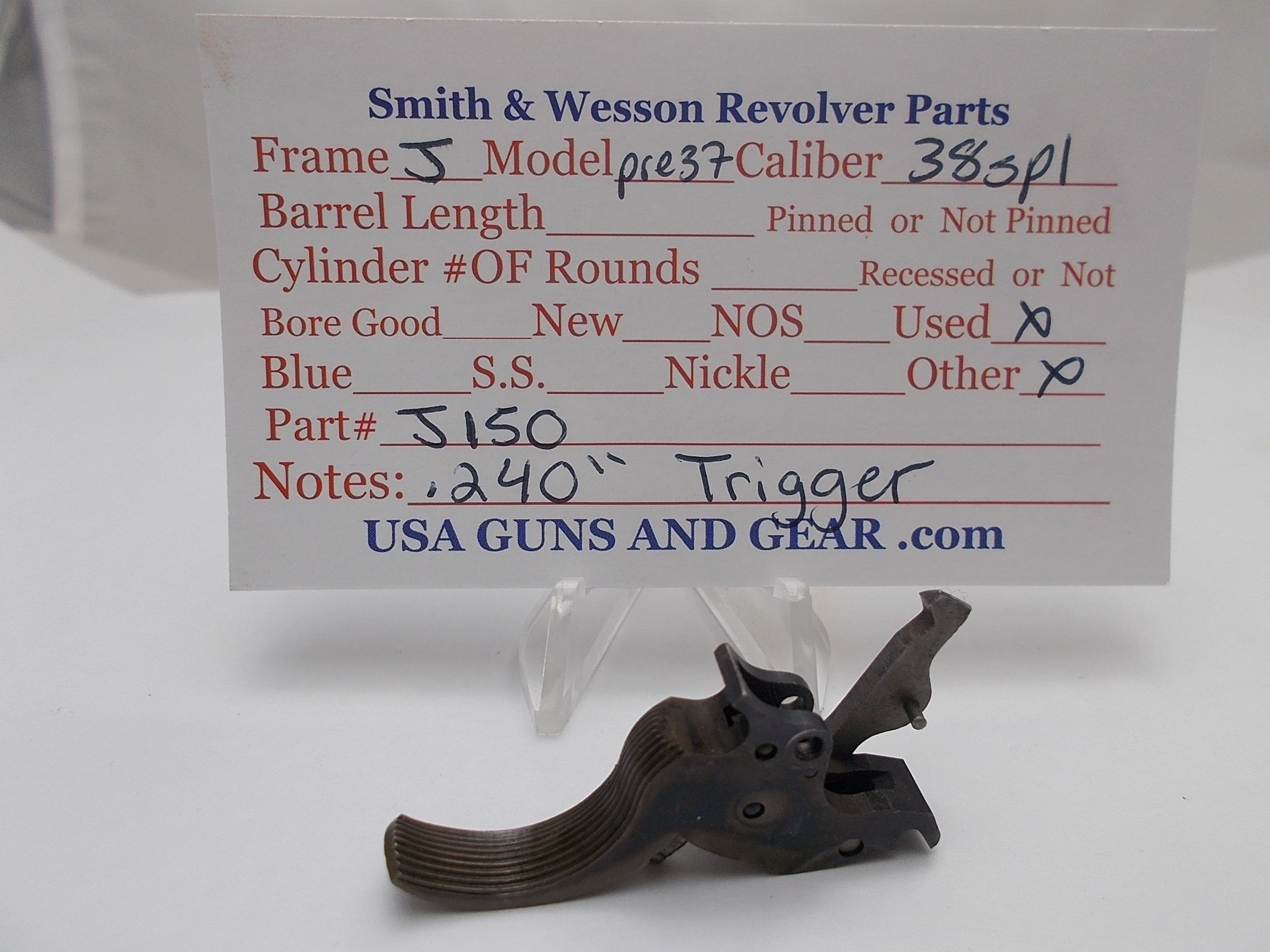 J150 Smith and Wesson J Frame Model Pre 37 .240" Trigger Blue Used 38Spl