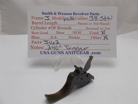 J162 Smith and Wesson J Frame Model Pre 32 .240" Trigger Used 38S&W