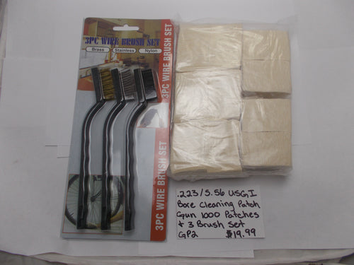 Smith & Wesson GP2 .223/5.56 USGI Bore Cleaning Patches and 3 Brush Set Part 000000000