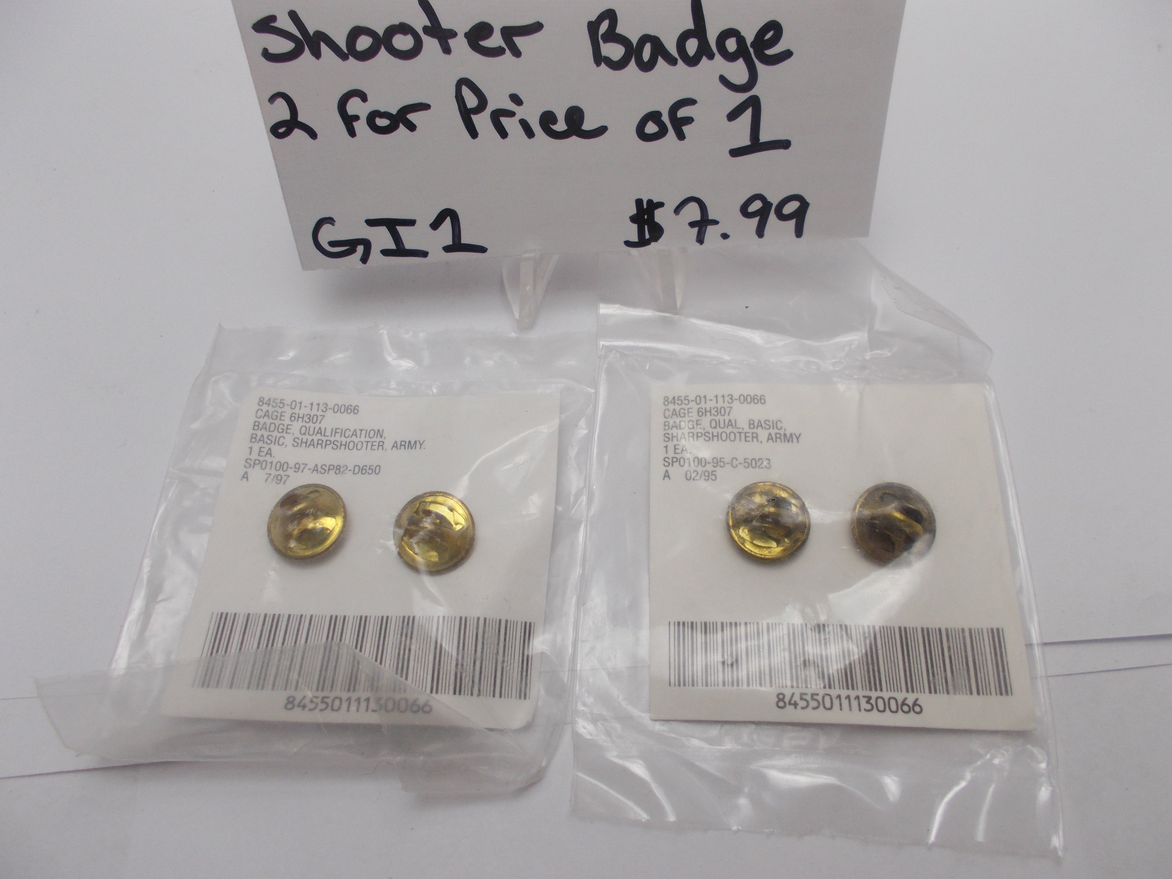 GI1 US Army Sharp Shooter Army Qualification Badge 2 for 1 -                                USA Guns And Gear-Your Favorite Gun Parts Store
