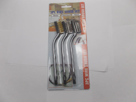 GB13 Three Piece 7" Brush Set for Gun Cleaning Contains Nylon, Stainless Steel & Brass