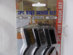 GB13 Three Piece 7" Brush Set for Gun Cleaning Contains Nylon, Stainless Steel & Brass