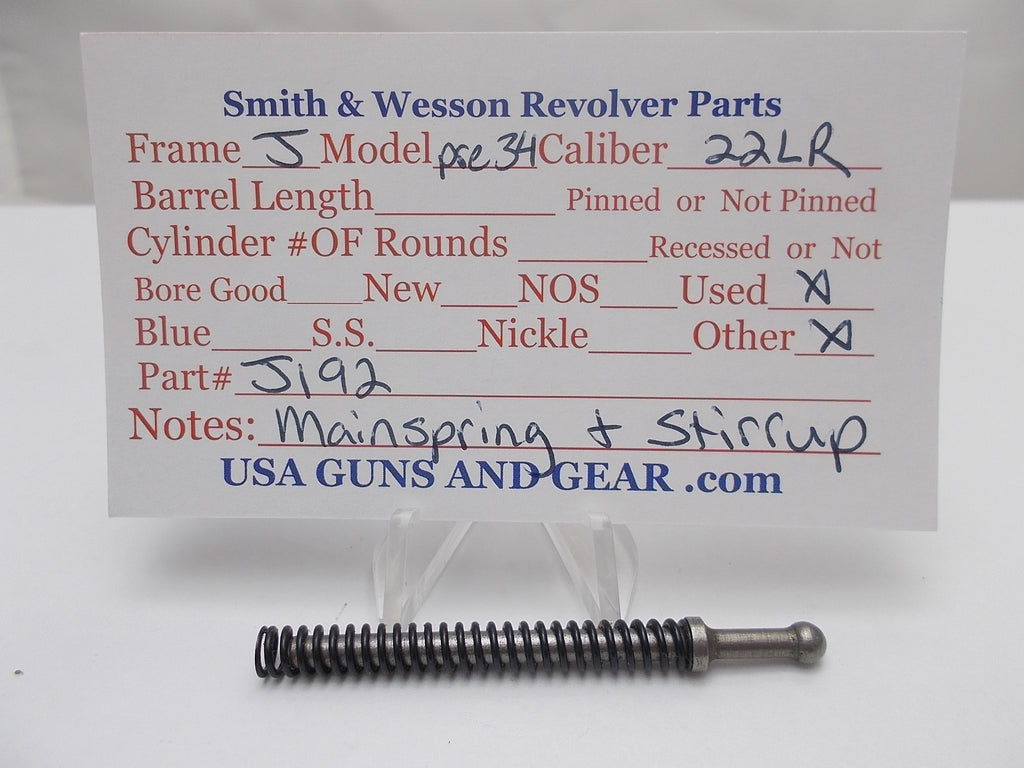 J192 Smith and Wesson J Frame Model Pre 34 Mainspring & Stirrup Used 22LR
