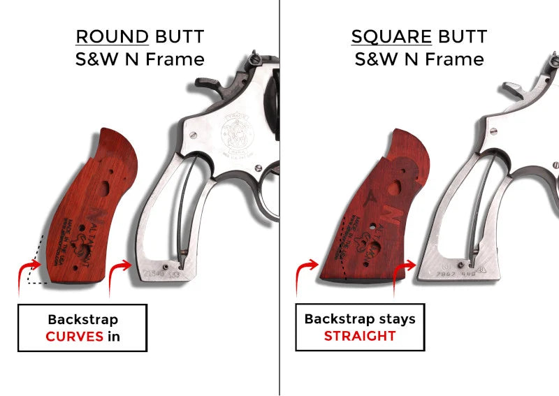 414040000 S&W K&L Frame All Models Wood Grips, Round to Square Butt