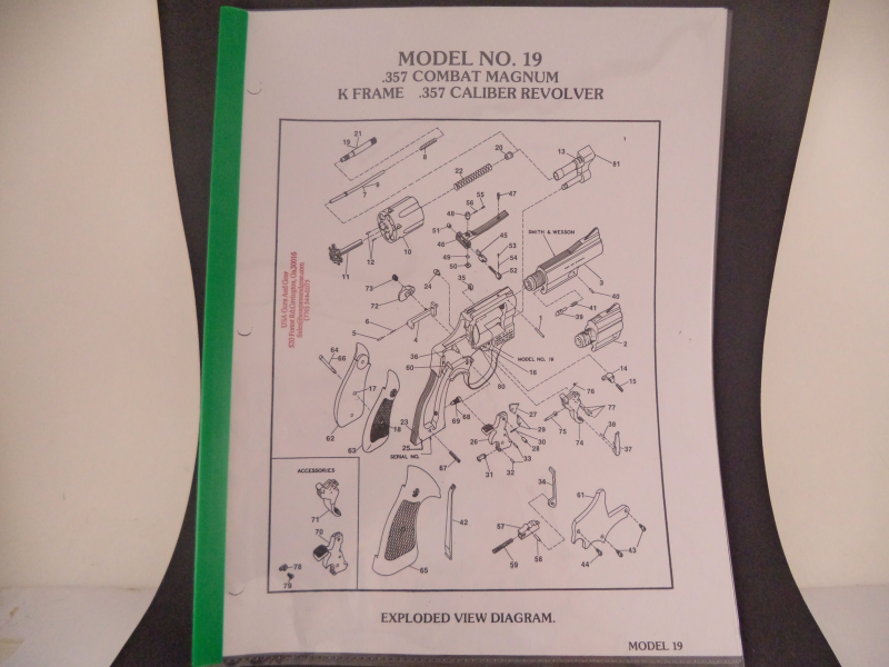 DK19 Smith & Wesson K Frame Model 19 .357 Combat Magnum Revolver Parts Diagram COPY