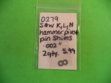 O279 Smith & Wesson New K, L, N Frames .002" 2 Power Custom Hammer Pivot Pin Shims