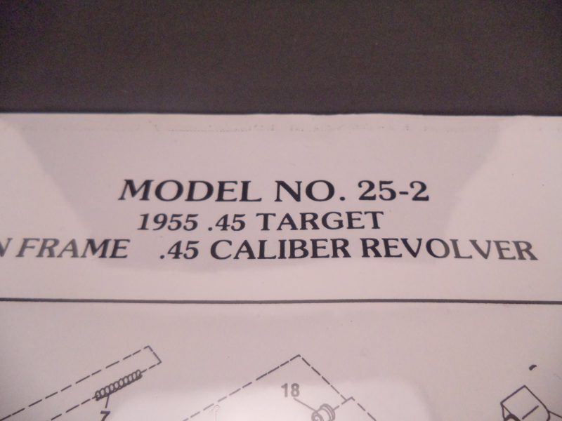 DN25 Smith & Wesson N Frame Model 25-2 1955 .45 Target Revolver Parts Diagram COPY