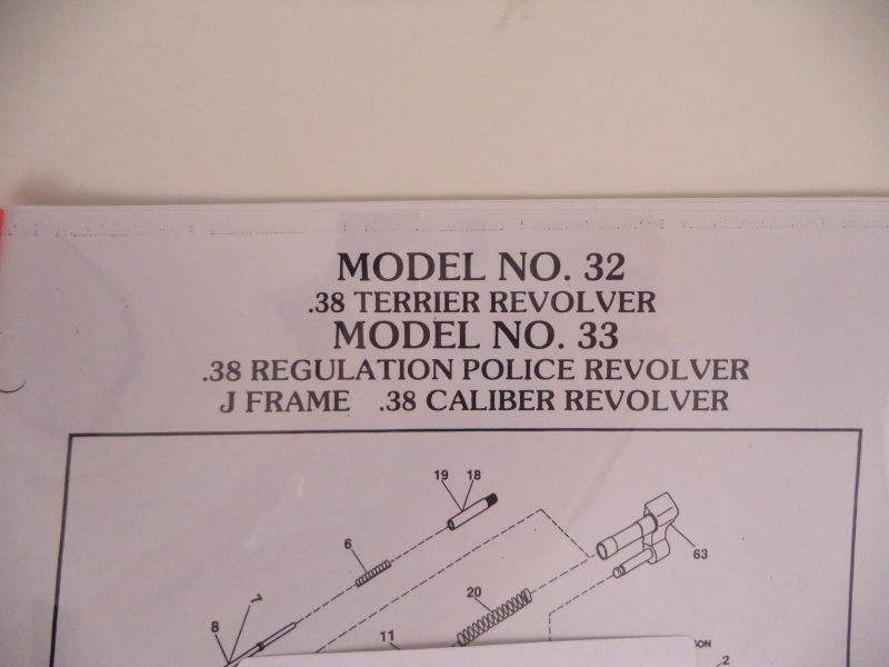 DJ32 Smith & Wesson J Frame Model 32 .38 Caliber Terrier Model 33 .38 Special Regulation Police Revolver Parts Diagram COPY