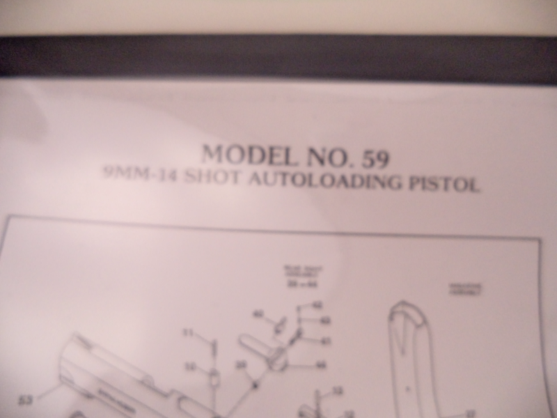 DM59 Smith & Wesson Model 59 9MM-14 Shot Pistol Parts Diagram COPY