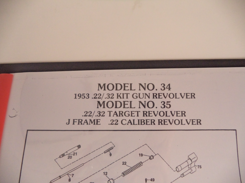 DJ34 Smith & Wesson J Frame Model 34 1953 .22 .32 Kit Gun, Model 35 .22 .32 Target Revolver Parts Diagram COPY