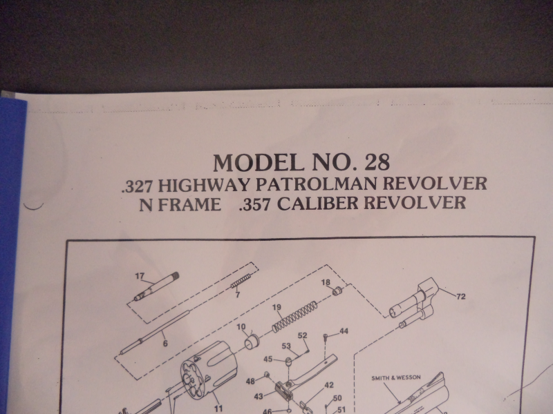 DN28 Smith & Wesson N Frame Model 28 .357 Highway Patrolman Revolver Parts Diagram COPY