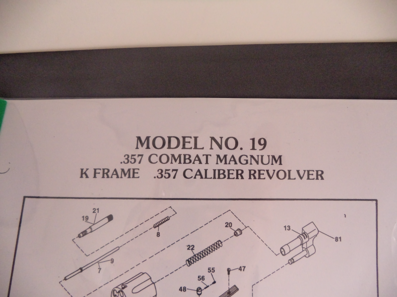 DK19 Smith & Wesson K Frame Model 19 .357 Combat Magnum Revolver Parts Diagram COPY