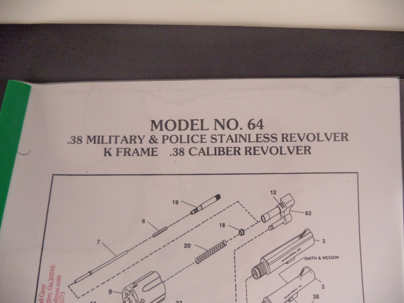 DK64 Smith & Wesson K Frame Model 64 .38 M&P S.S. Revolver Parts Diagrams COPY