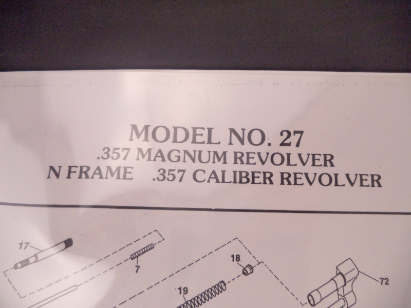 DN27 Smith & Wesson N Frame Model 27 .357 Magnum Revolver Parts Diagram COPY