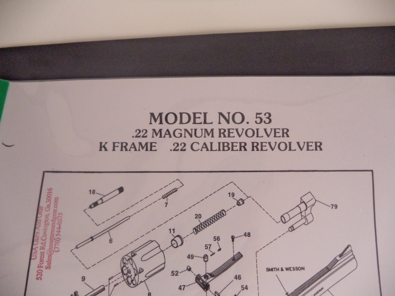 DK53 Smith & Wesson K Frame Model 53 .22 Magnum Revolver Parts Diagrams COPY