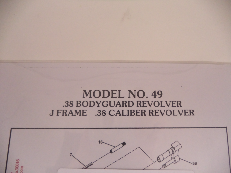 DJ49 Smith & Wesson J Frame Model 49 .38 Special Bodyguard Revolver Parts Diagram COPY