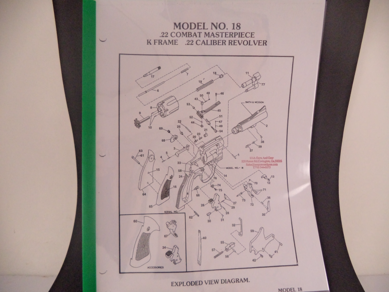 DK18 Smith & Wesson K Frame Model 18 .22 Combat Masterpiece .22 Revolver Parts Diagram COPY