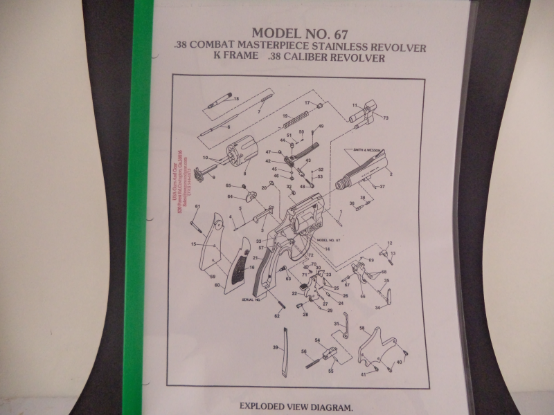 DK67 Smith & Wesson K Frame Model 67 .38 Combat Masterpiece S.S. Revolver Parts Diagrams COPY