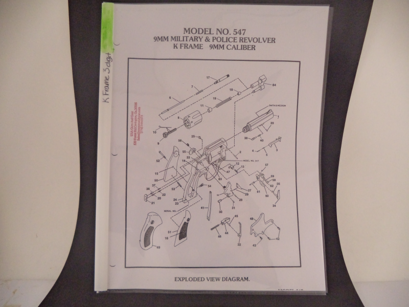 DK547 Smith & Wesson K Frame Model 547 9MM M&P Revolver Parts Diagram COPY
