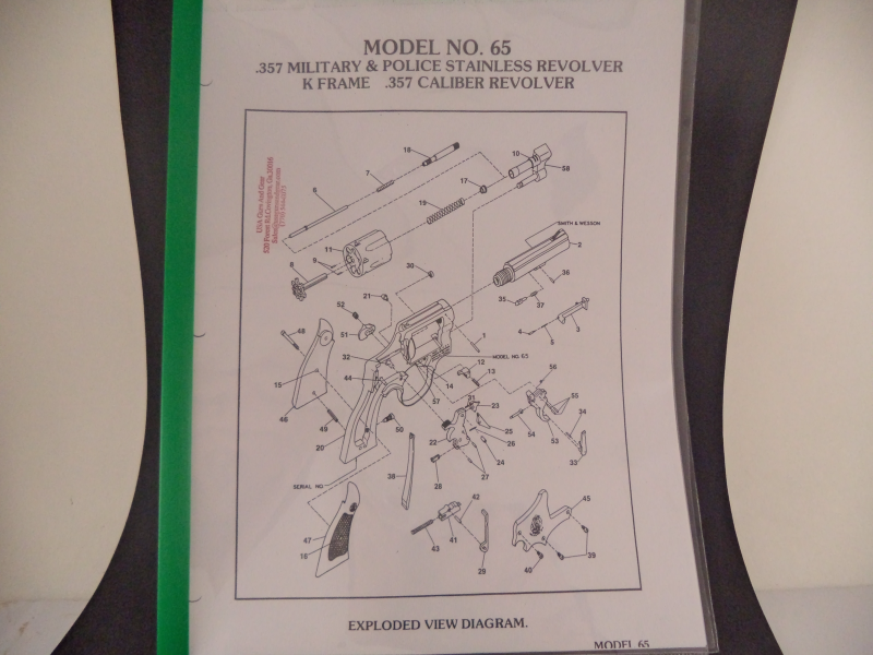 DK65 Smith & Wesson K Frame Model 65 .357 M&P S.S. Revolver Parts Diagrams COPY