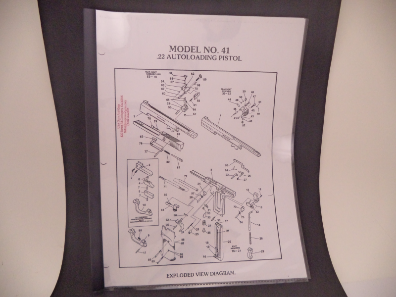 DM41 Smith & Wesson Model 41 .22 Autoloading Pistol Parts Diagram COPY