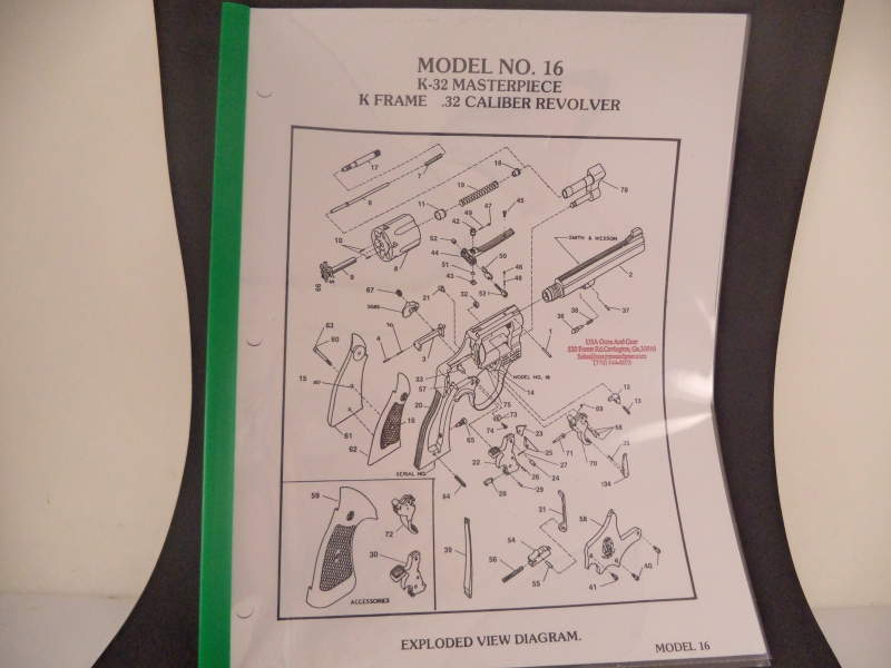 DK16 Smith & Wesson K Frame Model 16 K-32 Masterpiece .32 Caliber Revolver Parts Diagram COPY