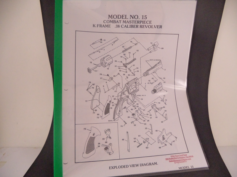 DK15 Smith & Wesson K Frame Model 15 Combat Masterpiece .38 Caliber Revolver Parts Diagram COPY