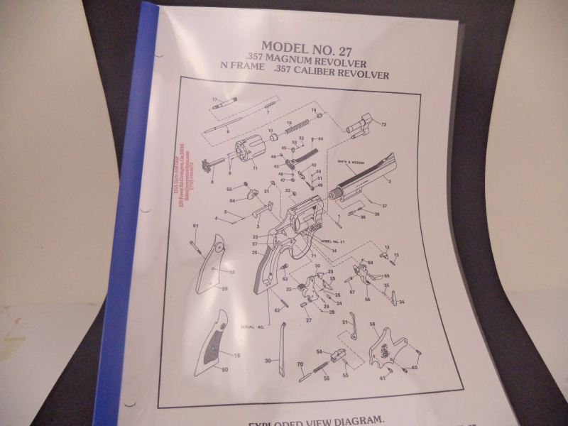 DN27 Smith & Wesson N Frame Model 27 .357 Magnum Revolver Parts Diagram COPY
