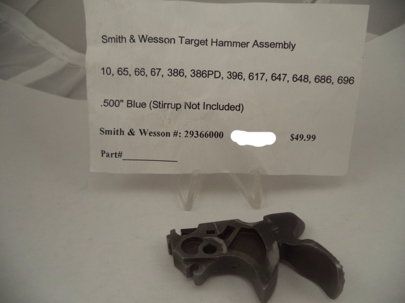 29366000 Smith & Wesson New K, L Frame Models 10 ,65, 66, 67, 386, 386PD, 396, 617, 647, 648, 686, 696 Blue Target Hammer Assembly