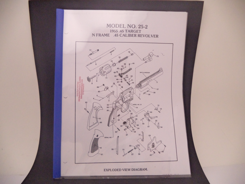 DN25 Smith & Wesson N Frame Model 25-2 1955 .45 Target Revolver Parts Diagram COPY