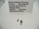 81 Smith & Wesson J Frame Model 637 Cylinder Stop & Spring SS .38 Special Used